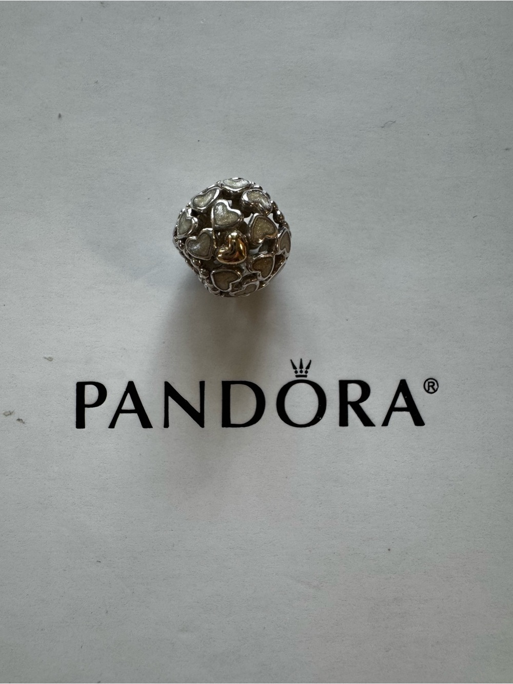 EUC Authentic PANDORA Abundance of Love Charm with White Enamel 14K Gold